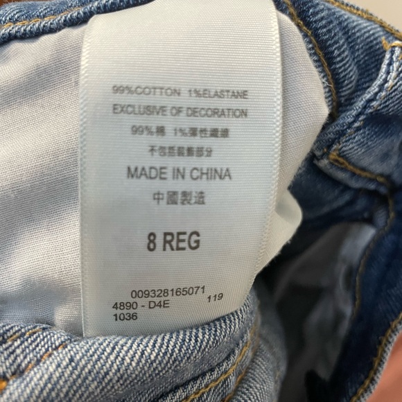 LEVI'S HIGH RISE GIRLS Stretch Slight A Line Raw Hem Skirt Sz 8 - Picture 4 of 4